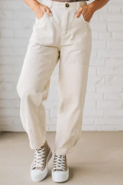 Ace Knee Patch Barrel Jeans | Oatmeal - SO ME