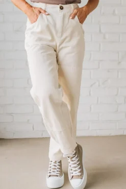 Ace Knee Patch Barrel Jeans | Oatmeal - SO ME