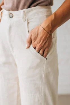 Ace Knee Patch Barrel Jeans | Oatmeal - SO ME