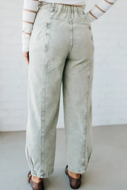 Ace Knee Patch Barrel Jeans | Light Olive - SO ME