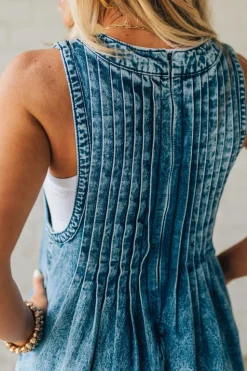Acid Wash Pintuck Jumpsuit