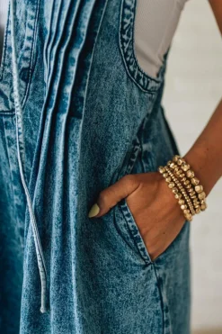 Acid Wash Pintuck Jumpsuit