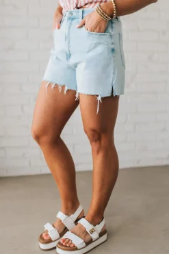 Aniah Acid Wash Distressed Denim Shorts - ANNIEWEAR