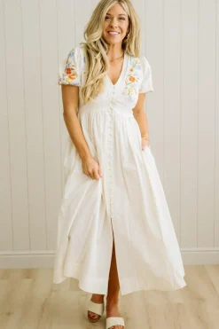 Anita Embroidered Button Down Dress