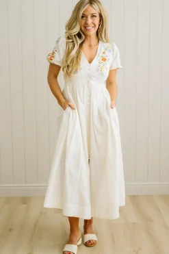 Anita Embroidered Button Down Dress