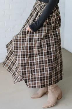 Asymmetrical Plaid Midi Skirt