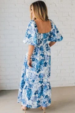 Aurelia Floral Maxi Dress - Blue