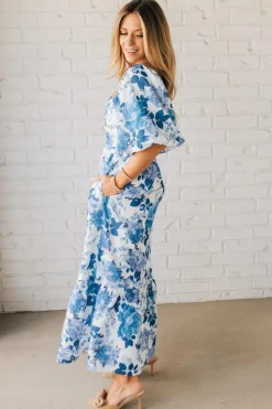 Aurelia Floral Maxi Dress - Blue