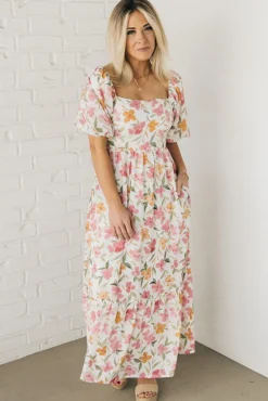 Aurelia Floral Maxi Dress - Cream