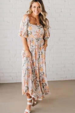 Aurelia Floral Maxi Dress - Light Pink