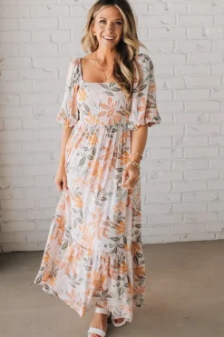 Aurelia Floral Maxi Dress - Light Pink