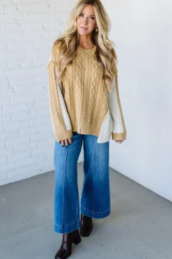 Banana Cream Pie Cable Knit Sweater