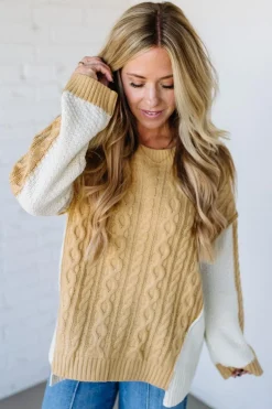 Banana Cream Pie Cable Knit Sweater