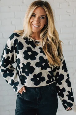 Blackened Daisy Boxy Sweater