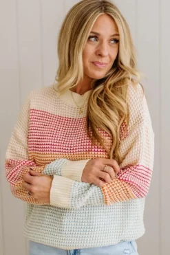 Blocked Waffle Sweater