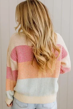 Blocked Waffle Sweater