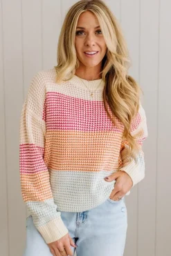 Blocked Waffle Sweater