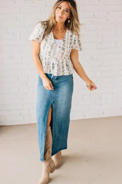 Blooming Tie Front Peplum Top