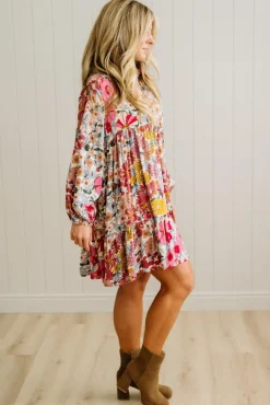 Bold Floral Tiered Dress