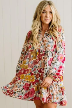 Bold Floral Tiered Dress