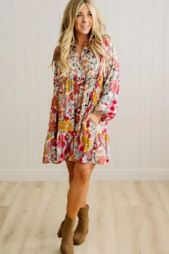 Bold Floral Tiered Dress