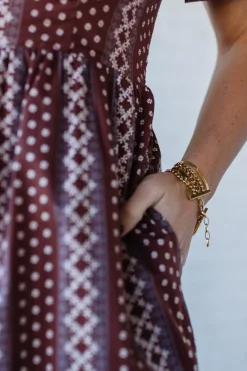 Border Print Tiered Maxi Dress