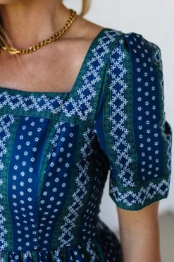 Border Print Tiered Maxi Dress