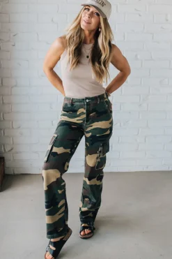Camo Cargo Mid Rise Jeans - SO ME