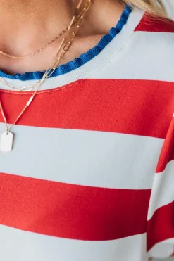 Canary Red Stripe Shift Dress