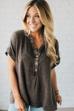 Carter Washed Gauze Henley