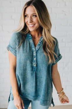 Carter Washed Gauze Henley