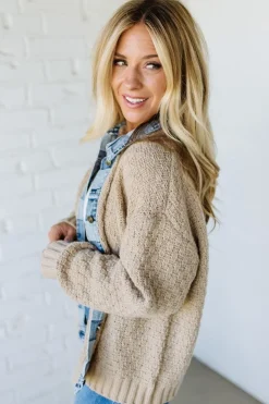 Checked Denim Accent Cardigan