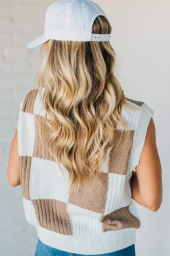 Checkered Sweater Vest Top