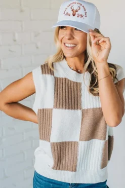 Checkered Sweater Vest Top