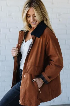 Corduroy Collar Barn Jacket | Cognac