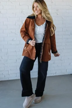 Corduroy Collar Barn Jacket | Cognac