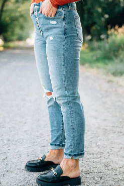 Corrie Button Front Girlfriend Jeans - KANCAN