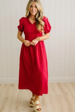 Courtney Puff Shoulder Midi Dress