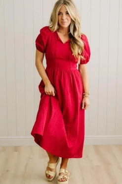 Courtney Puff Shoulder Midi Dress