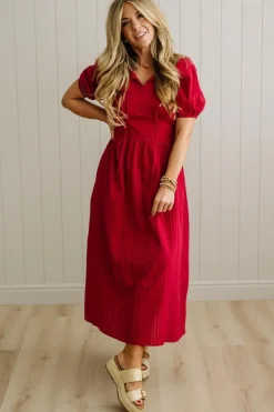 Courtney Puff Shoulder Midi Dress