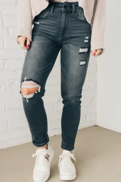 Daphne Distressed Mom Jeans - KANCAN