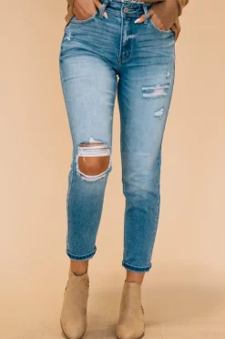 Daphne Distressed Mom Jeans - KANCAN