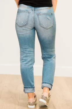 Daphne Distressed Mom Jeans - KANCAN