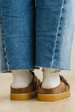 Deb Ruffled Suede Slides | Mocha