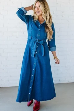 Denim A-Line Shirt Dress