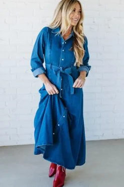 Denim A-Line Shirt Dress