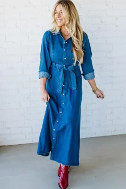 Denim A-Line Shirt Dress