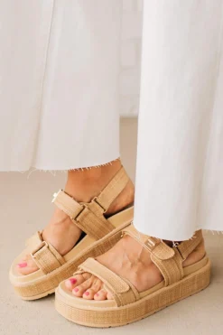 Devyn Chunky Strap Sandals | Straw