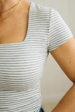 Double Lined Striped Square Neck Top