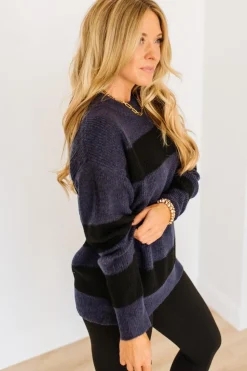Ella Wide Stripe Long Sweater